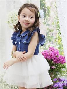 Vestido de niña con diseño nuevo de mezclilla y encaje 2015 - Product Image 6