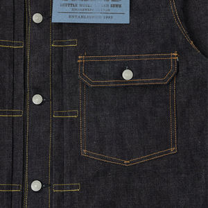 Chaqueta vaquera de hombre de alta calidad con bordado, cierre de botones, estilo casual, tela pesada japonesa selvedge 100% algodón, estilo americano vintage. - Product Image 3