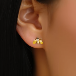 Bee <b>Stud</b> <b>Earrings</b> 316L Stainless Steel PVD Gold Plating Fashion Jewelry - Product Image 3