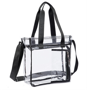Fashion Clear Transparent PVC Tote Zipper Handbag Large Capacity With Shoulder Strap Transparent PVC Cross body Bag For Women