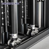 Porte pliante en verre pleine vue pour cour extérieure ROGENILAN, portes pliantes en aluminium, portes coulissantes modernes pour patio