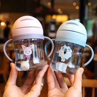 Gobelets à bec verseur de 250 ml pour tout-petits et enfants, tasse d'apprentissage avec paille et poignée lestée, biberon d'apprentissage