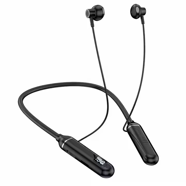 Wireless Neckband Earphones TWS BT5.2 LED Digital Display True Wireless Headset Support TF Card Handfree Stereo