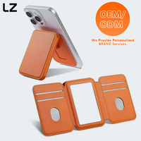 Portefeuille de téléphone en cuir fin LZ CUSTOM LOGO, porte-cartes magnétique plus résistant pour la plupart des smartphones avec miroir
