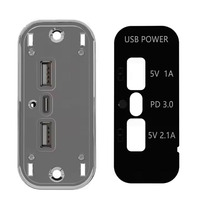 Chargeur de voiture USB PD 3.0 rapide, prise 12V 24V, double USB Type-C, encastrable