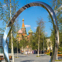Décoration extérieure pour extérieur, Sculpture de ville abstraite en acier inoxydable, grand cercle, pour parc et bâtiment du côté, Statue de jardin