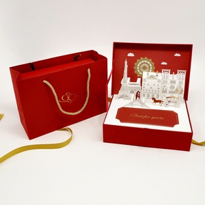 3d paperboard pop up wedding gift box packaging box with paper bag