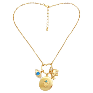 Bijoux de mode vintage plaqués or, pendentif en cristal avec motifs géométriques, boucle montagne ouvrable, œil du diable, cœur, croix et diamant - Product Image 6