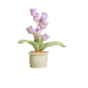 Hand Crocheted Lily Of The Valley Yarn Bonsai Purple Artificial Flower Desktop <b>Ornament</b> Holiday Gift <b>Easter</b> Decor - Product Image 5