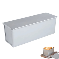 BakeRise Moule à pain rectangulaire en métal aluminisé antiadhésif ondulé avec couvercle, écologique et compatible four