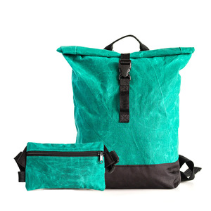 Custom Logo 15 Inches Laptop Casual Rolltop Waxed Canvas <b>Backpack</b> <b>Waterproof</b> Canvas Sporting Outdoor <b>Backpack</b> - Product Image 1
