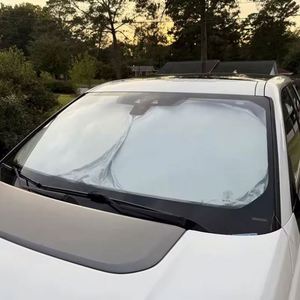 Best Custom Printing Foldable Front Windshield Polyester Uv Pe Bubble Sun <b>Shades</b> Auto Cheap Double Circle Car Sunshade Logo - Product Image 6