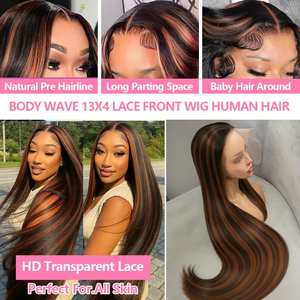 Perruque Ombrée 250% Highlight en <span class=keywords><strong>Cheveux</strong></span> Humains, Perruque Lace HD 13x6 de 30 Pouces, Perruques Lace Front Lisses Blond Miel Colorées en <span class=keywords><strong>Cheveux</strong></span> Humains pour Femmes - Product Image 5