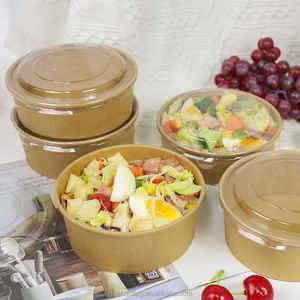 Bol en papier rond jetable pour salade <span class=keywords><strong>Poke</strong></span> avec couvercle en PET - Product Image 4