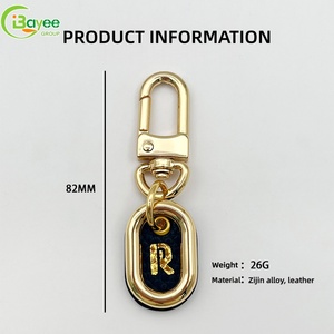 Zinc Alloy Die Casting Custom Oval-shaped <b>Leather</b> Golden Hollow Oval-shaped <b>Keychain</b> for Bag Car - Product Image 2