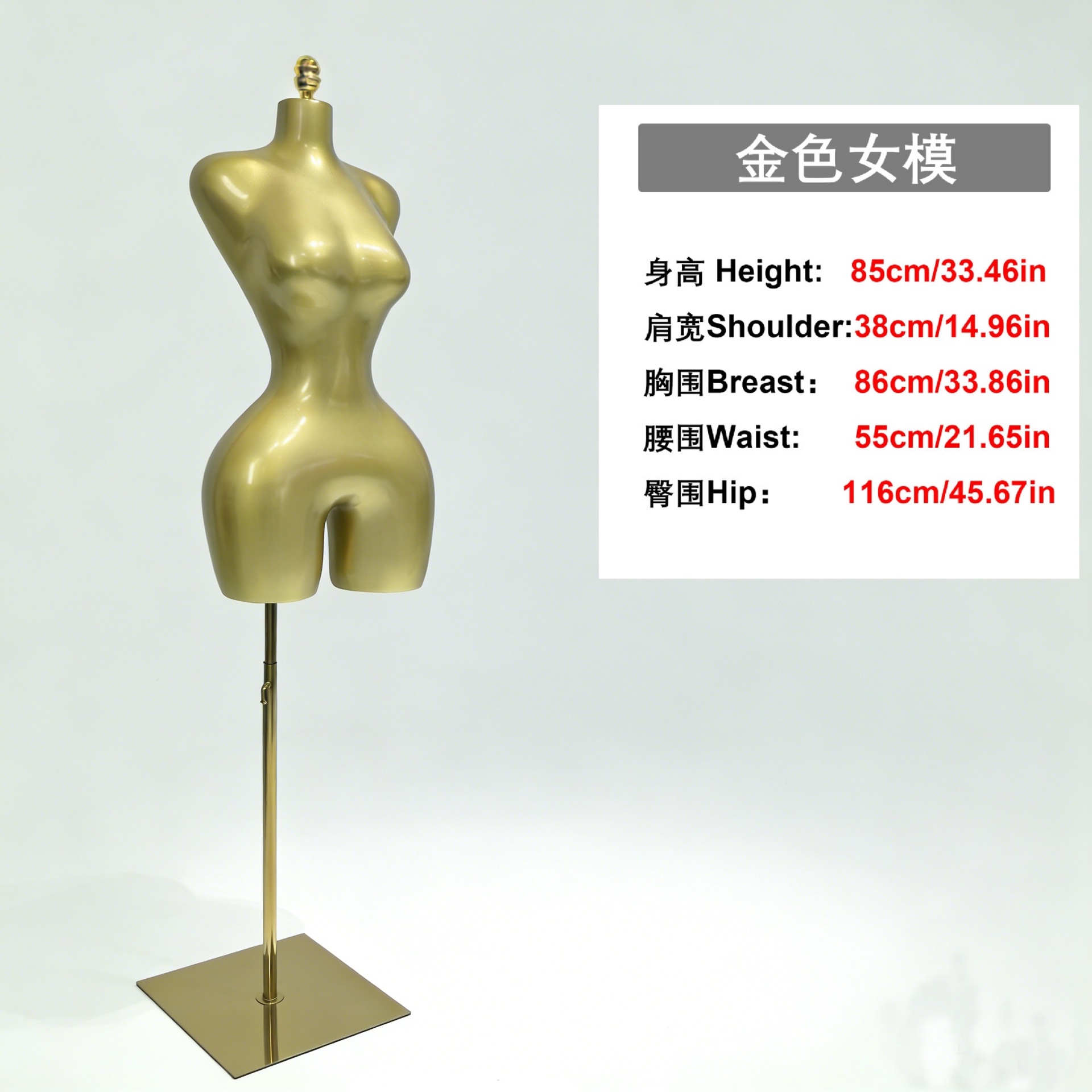 Style B gold half-body mannequin