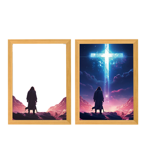 Hot Selling Handmade Still Life Jesus Christ Light <b>Painting</b> on Black Wood <b>Frames</b> Faithful Shadow Box - Product Image 2