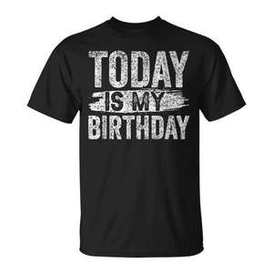 Camiseta Today Is My Birthday, negra, unisex, talla mediana para adultos - Product Image 1