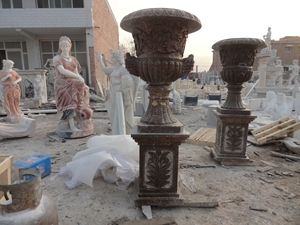 Éléphant élégant sculpture sur animal Design floral unique Taille personnalisée Marbre Grès Pot de jardin Utilisation extérieure occidentale Pierre de granit - Product Image 4