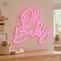 Panneau lumineux LED « Oh Baby » pour décoration murale de chambre d'enfant, idéal pour baby shower, chambre de bébé, chambre d'enfant, inscription lumineuse