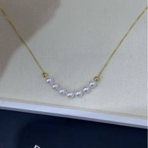 Cadena de Agua Dulce de 5-4 mm con Juego de Micro Imperfecciones, Colgante Universal de Cuentas Doradas y Collar Multiusos Casi Circular de 11-12 mm - Product Image 3