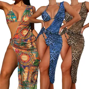 DG033128 2024 Charm Swimwear Beachwear Womens Sets Summer Leopard Print Sexy Bikini Swimsuit Three-Piece Set