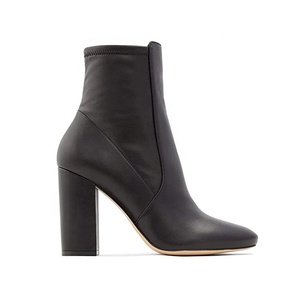 Botines de Cuero Genuino Personalizados 2025 para Mujer, Botas de Tacón Grueso Negras de Invierno, Accesorios de Otoño - Fabricante Directo - Product Image 1