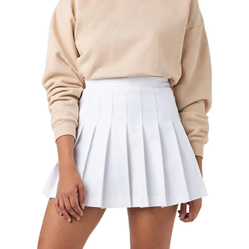 Womens Girl High Waisted Pleated Tennis Skirt School A-Line Skater Skirts with Lining Shorts