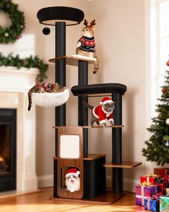 Modern Indoor <strong>cat</strong> Tree Tower Large <strong>cat</strong> <strong>Climbing</strong> <strong>Frame</strong> with Grab Posts and Perches Black Style Solid Construction and Stability - Product Image 1