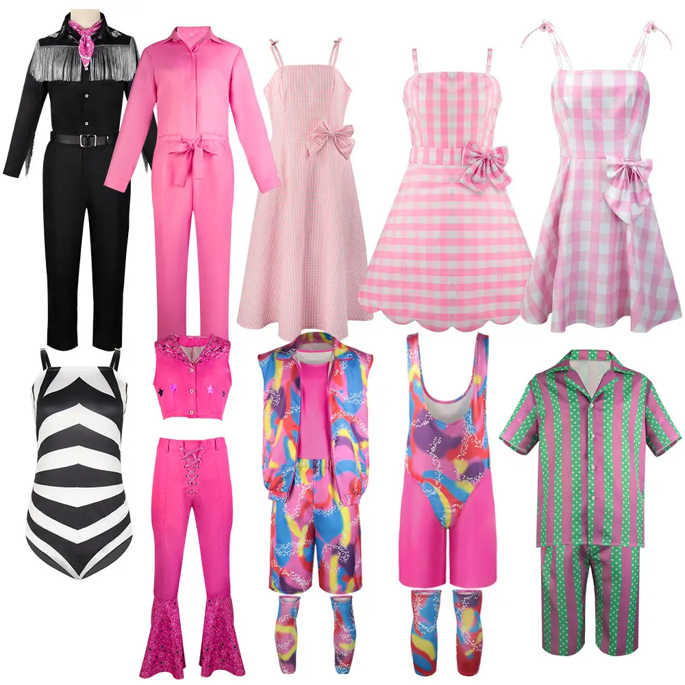 Nieuwe Film Film Barbies Ken Cos Kostuum Sexy Roze Meisjes Vrouwen Jurk Accessoires Halloween Cosplay Barbies Kostuum