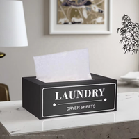 Distributeur de feuilles de sèche-linge de style ferme Conteneur rectangulaire en bois rustique pour décor de buanderie moderne