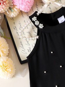 Vestido de Princesa con Cuello Halter y Perlas para Niñas, Estilo Europeo y Americano, con Volantes, Elegante y a la Moda, Ropa Infantil de Verano - Product Image 2