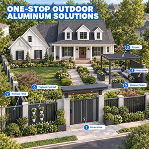 Soluzione Completa <span class=keywords><strong>per</strong></span> Cortili in Alluminio Grigio Scuro: Cancello, Recinzione, Pergola, Schermo Privacy, Fioriere e Parete Vegetale con Pannelli Forati - Product Image 1