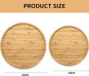 ถาดเสิร์ฟไม้ไผ่ทรงกลม 2 ชิ้น ขนาด 25 ซม. และ 20 ซม. สำหรับอาหารเช้า กาแฟ <span class=keywords><strong>ชา</strong></span> ขนมขบเคี้ยว และชาร์กูเตอรี - Product Image 2