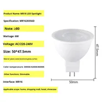 Projecteur moderne à LED MR16 Construction en aluminium revêtu de plastique Haute luminosité Économie d'énergie Dimmable IP20 Indice de faisceau 38 Angle de faisceau