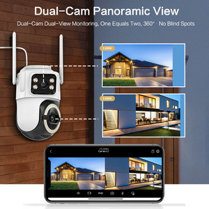 Caméra WiFi PTZ à double objectif ICSee, 1080P HD, vision nocturne, interphone vocal, stockage en nuage, surveillance extérieure - Product Image 2