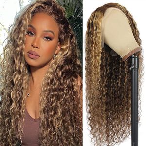 Extensiones de Cabello Humano Remy con Ondas Profundas para Peluca con Frente de Encaje, Color 4/27, Pre-Depiladas, 13x6, Transparentes, Sin Pegamento, Doble Trama - Product Image 1