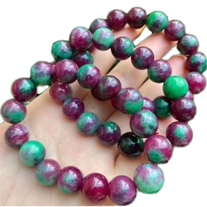 Natural Stretch Gemstone Healing Crystal Energy Smooth <b>Ruby</b> Zoisite Yoga Mala Beaded <b>Bracelet</b> Certified Wedding Anniversary Gift - Product Image 2