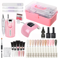 Kit professionnel de vernis à ongles avec ensemble acrylique et gel, lampe LED UV, outils d'extension d'ongles en forme de main