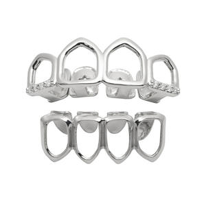 Nuovo vuoto 18K placcatura in oro reale Grillz con zircone in ottone quattro denti Hip Hop Grillz - Product Image 3