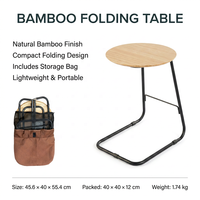 Nouvelle Table Pliante Ronde en Bambou et Fer pour Glamping, Extérieur, Café et Table d'Appoint, Portable, Légère, Petite, pour Camping et Pique-nique