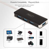 Erisin ES335 High Speed 4 Port USB 3.0 Multi Hub Splitter Ekspansi Desktop PC Laptop Macbook dan Android 9.0 atau Lebih Tinggi Car DVD