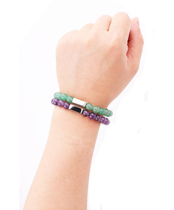 Vendita calda nuovo braccialetto in acciaio inossidabile testo personalizzato pietra naturale quarzo rosa <span class=keywords><strong>ametista</strong></span> braccialetto elasticizzato <span class=keywords><strong>donna</strong></span> JBS10857 - Product Image 6