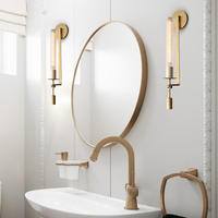 Appliques murales en cuivre pour chambre à coucher, hôtel, chevet, style rétro, avec longue barre en verre et éclairage LED