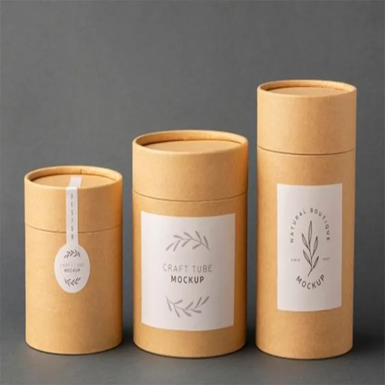 Изготовленный на заказ, биоразлагаемый круглый цилиндр из крафт-бумаги, тубы для упаковки кофе, печенья, чая, продуктов питания