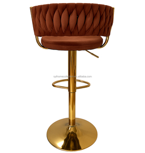 Silla de <span class=keywords><strong>Barra</strong></span> de Grado Comercial con Rango de Altura de 60-80 cm y Estructura Dorada para Restaurante, Bar y Sala de Maquillaje - Product Image 6