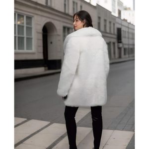 เสื้อคลุมคาร์ดิแกนมีกระเป๋าสำหรับผู้หญิง, เสื้อคลุมขนสุนัขจิ้งจอกอบอุ่นมีปกเสื้อแจ็คเก็ตฤดูหนาว - Product Image 4