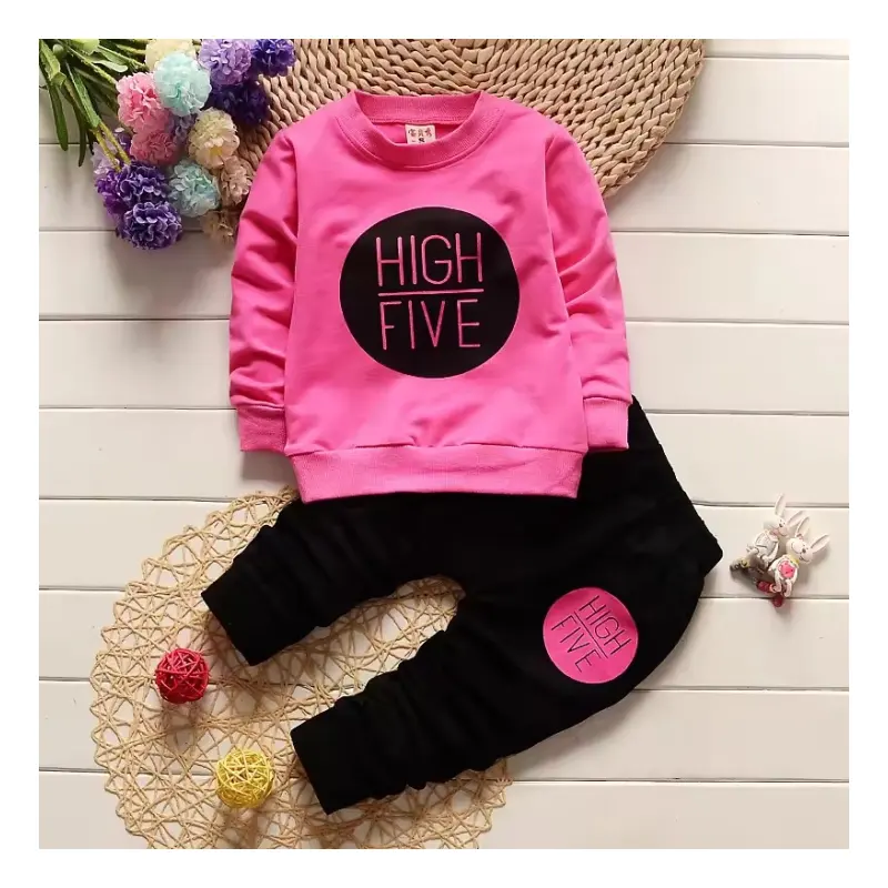 Ms-421 Conjunto de roupas infantis para bebês meninas de 3 a 4 anos, moletom e calças de outono, 2 peças, roupas infantis