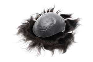 Wig pria lurus kelas kulit v-ring 0.06mm rambut manusia Remy Indian ikat tangan palsu prostesis kepadatan 100% ikat rambut - Product Image 2