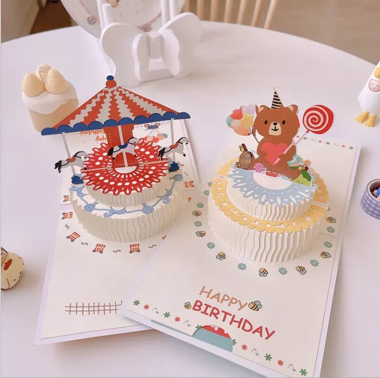 Material de papel 3D, decoración de alta calidad, tarjeta Pop-Up de felicitación y regalo de cumpleaños, tarjeta hecha a mano